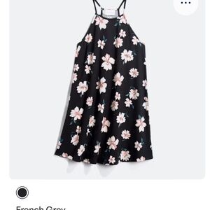 French Grey Floral Black Brushed Sundress